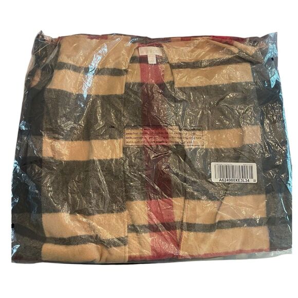 NWT QVC Belle by Kim Gravel Ruana Wrap Tartan Plaid Blanket Sweater Holiday Cozy - Picture 7 of 9